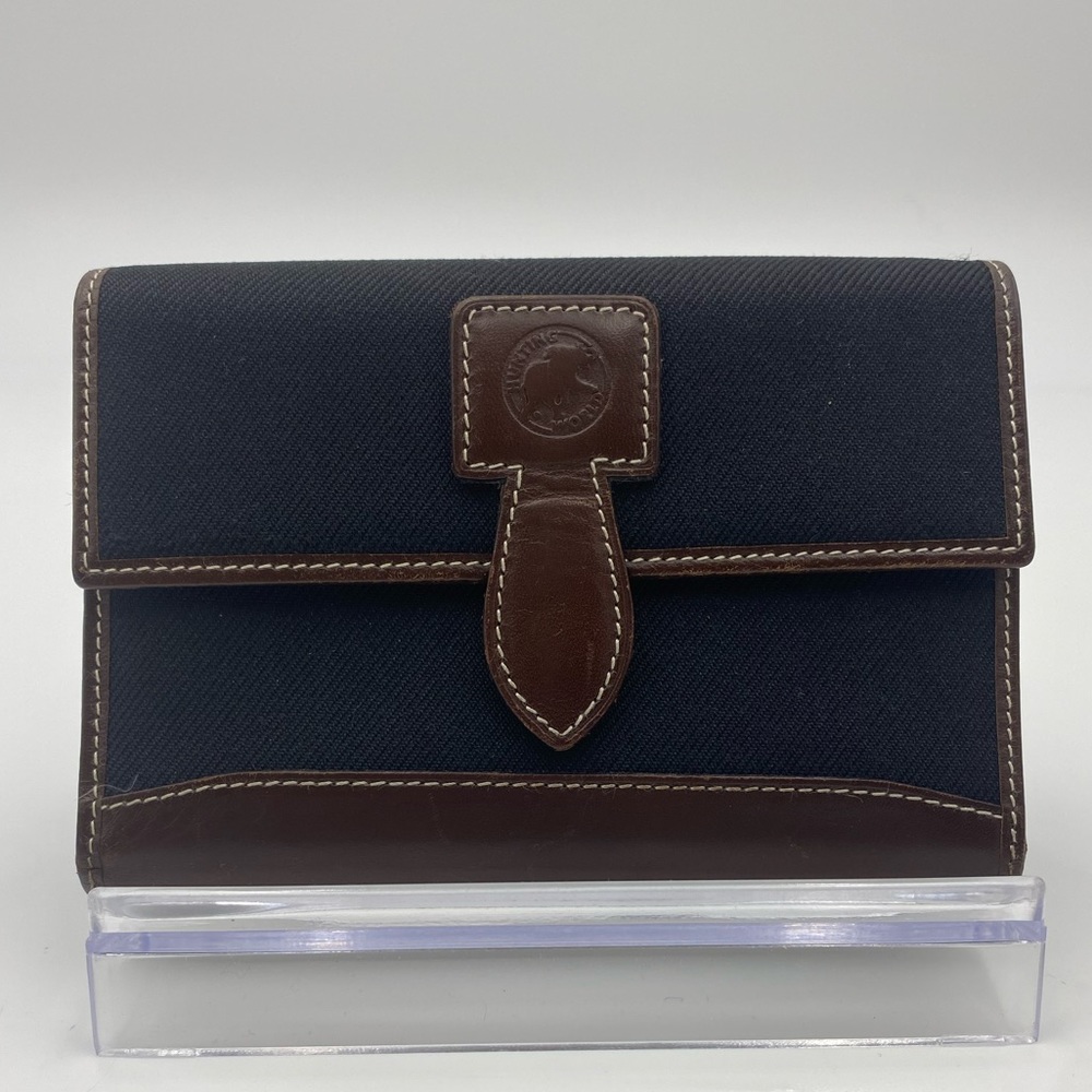 Hunting World Leather & Canvas Long Wallet w/ Snap Black & Brown NWOTU Unisex